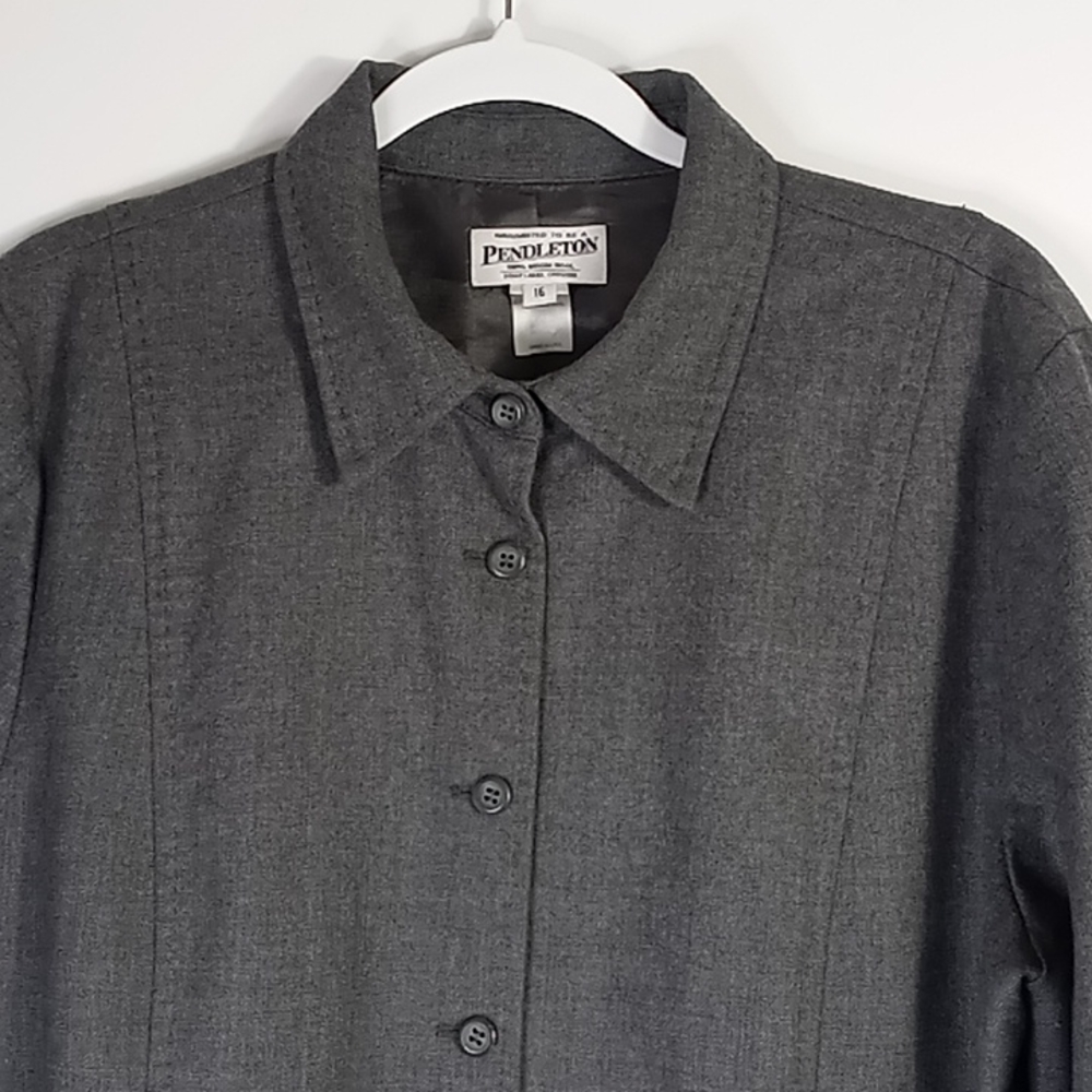 Pendleton Virgin Wool Gray Button Up Jacket/Blaze… - image 1